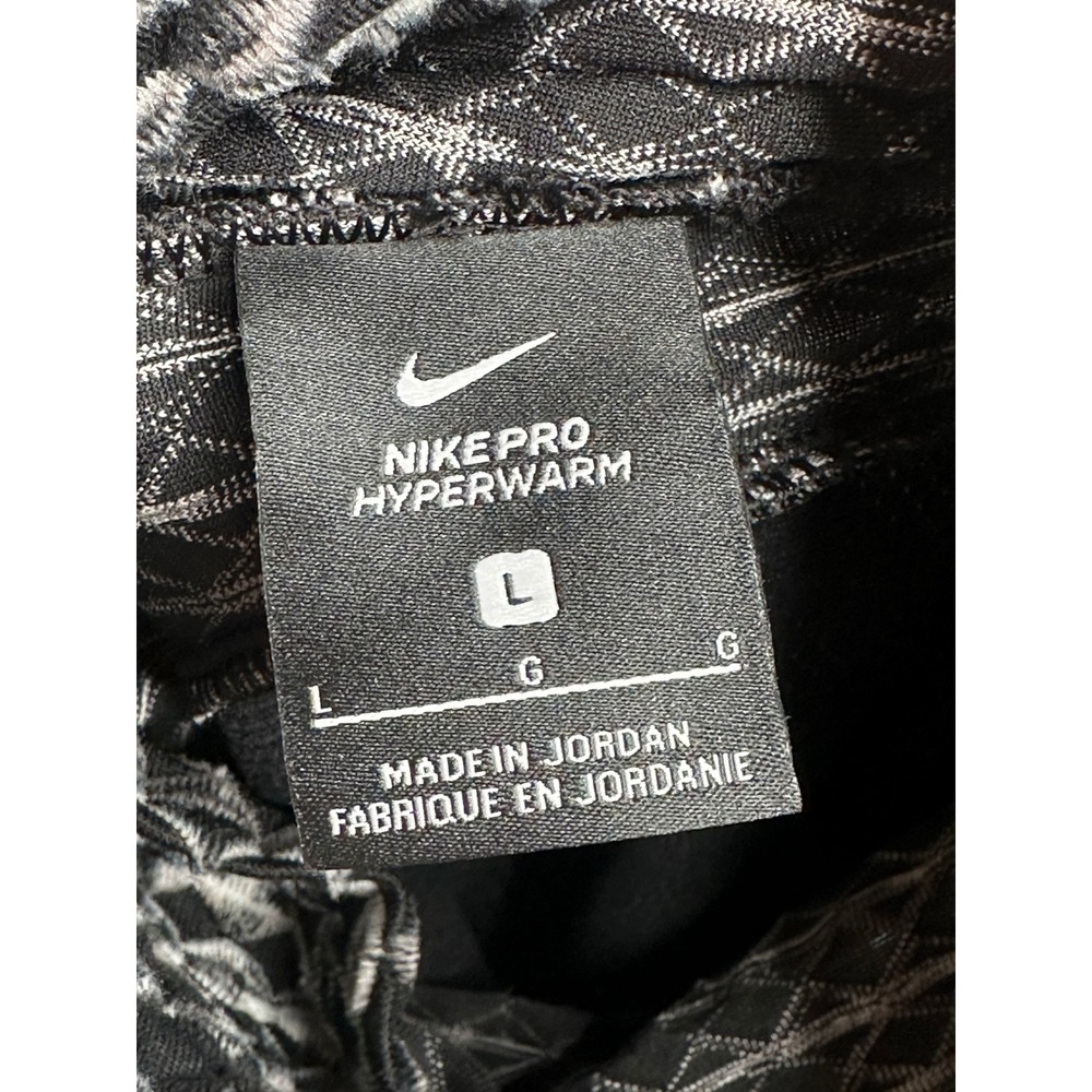 Nike Pro Hyperwarm Training Top Large Black White Geometric Turtleneck L/S Run - Picture 6 of 8